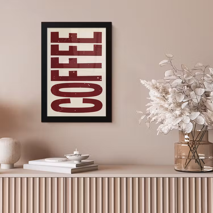 Poster met lijst - Koffie -Japandi - Rood - Vintage — 5