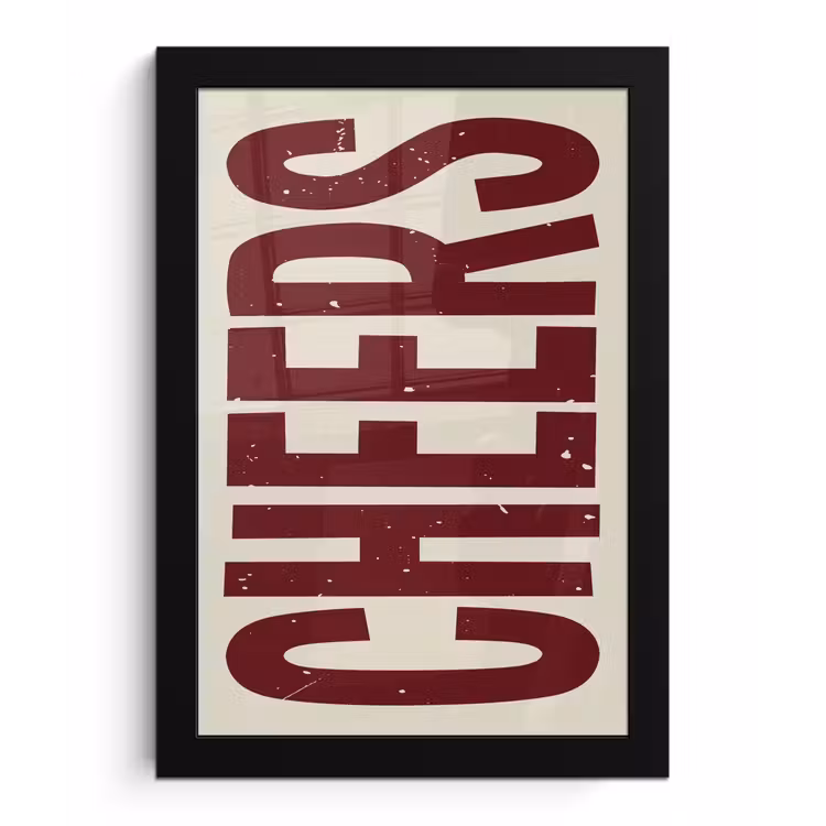 Poster met lijst - Red - Cheers - Decoratie - Beige — 1