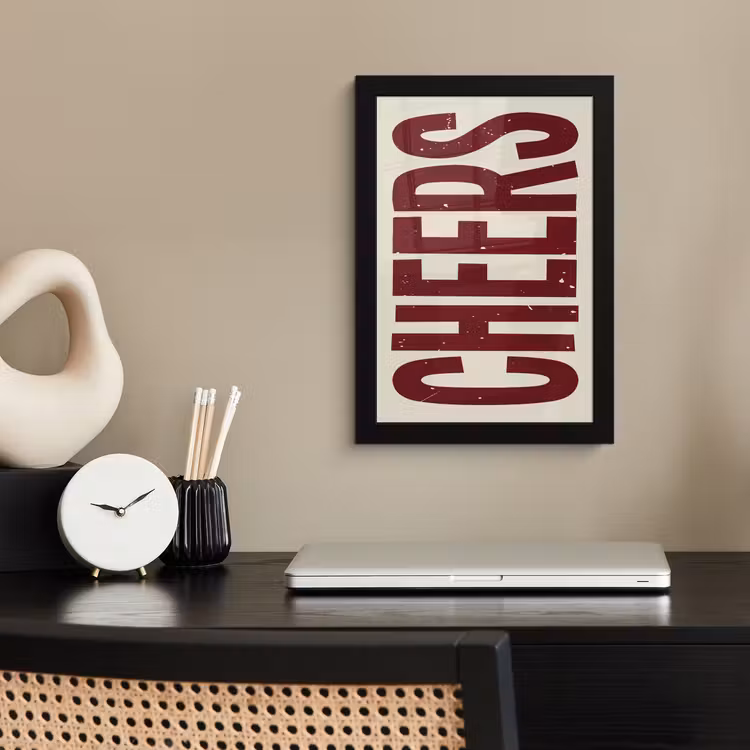 Poster met lijst - Red - Cheers - Decoratie - Beige — 2