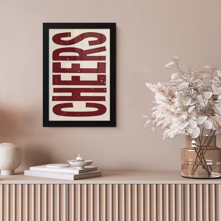 Poster met lijst - Red - Cheers - Decoratie - Beige — 5