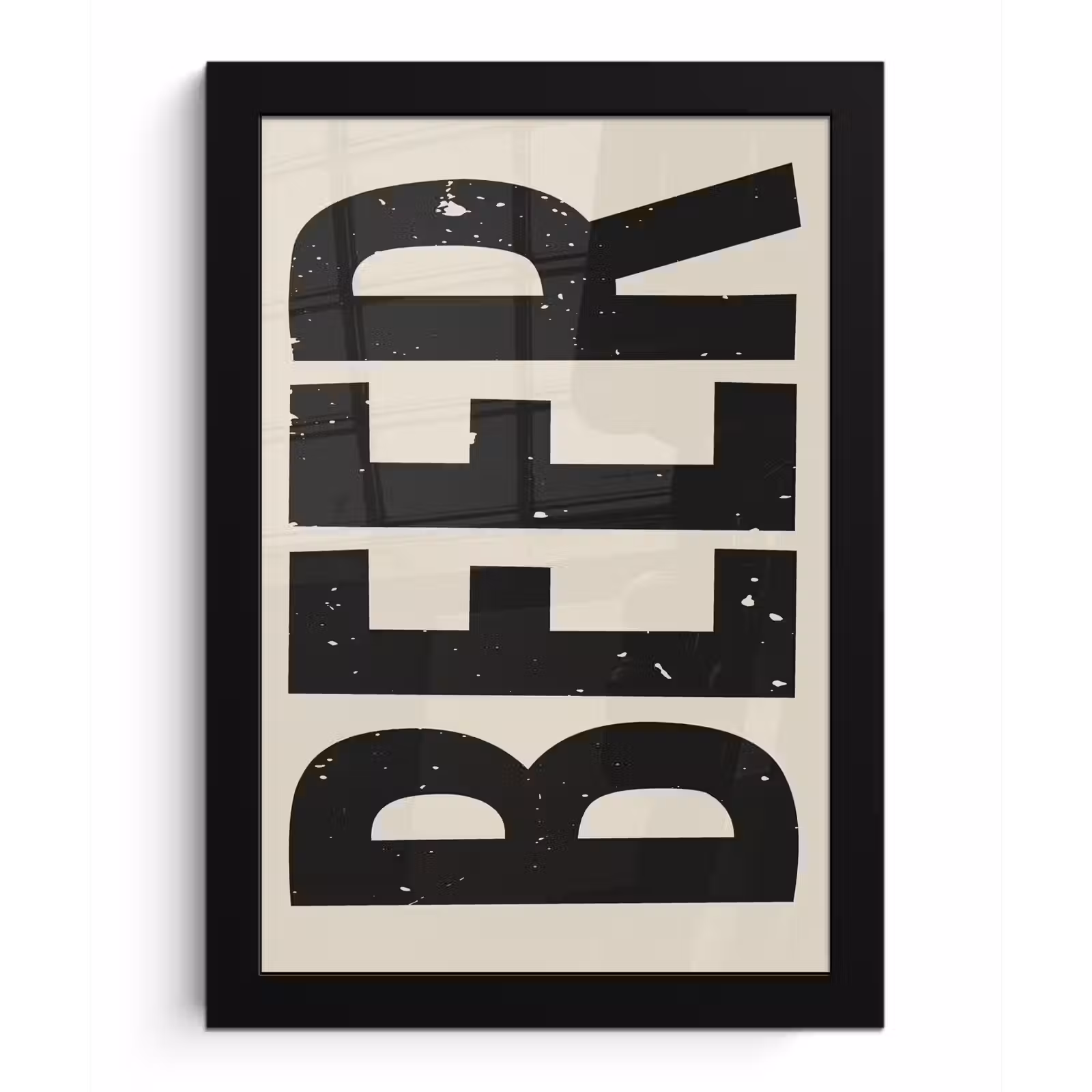 Poster met lijst - Beer - Vintage - Zwart - Beige — 1