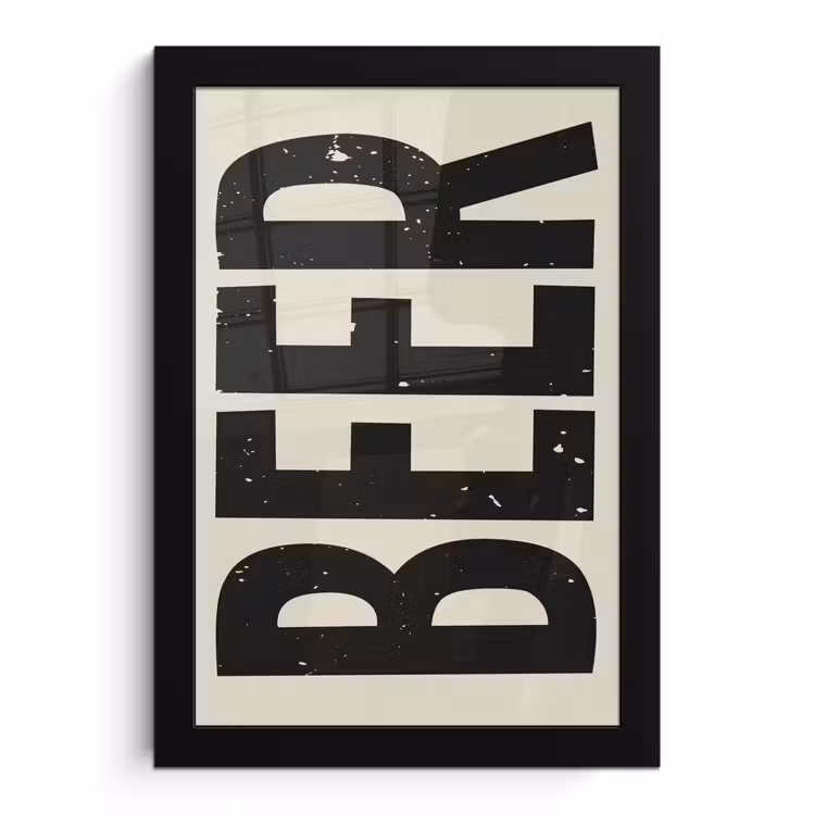 Poster met lijst - Beer - Vintage - Zwart - Beige — 1