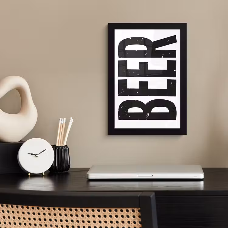 Poster met lijst - Bier - Japandi - Decoratie - Zwart — 2
