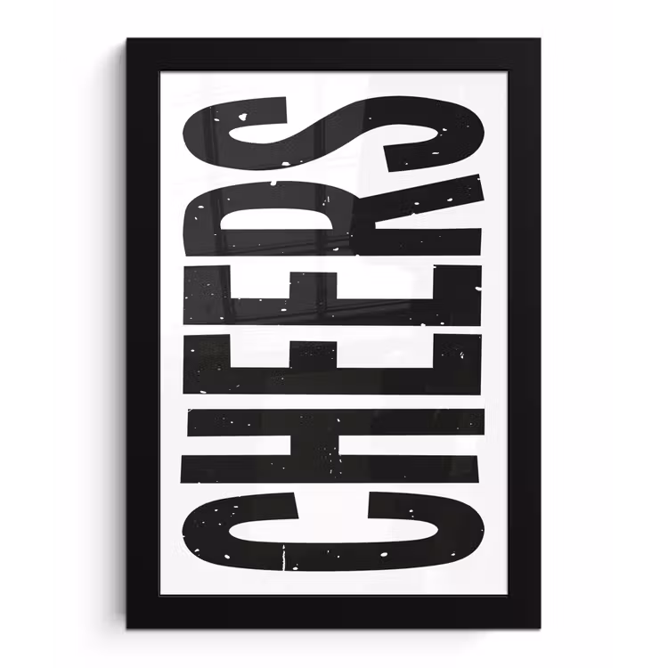 Poster met lijst - Retro - Cheers - Zwart - Decoratie — 1