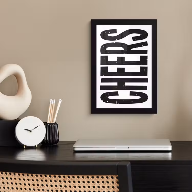 Poster met lijst - Retro - Cheers - Zwart - Decoratie — 2