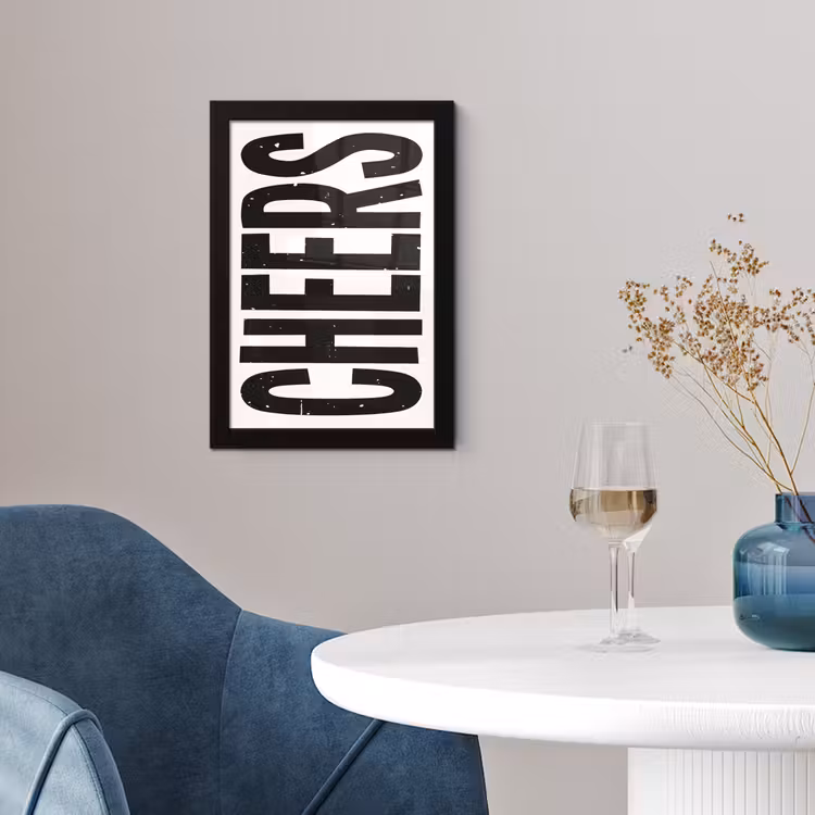 Poster met lijst - Retro - Cheers - Zwart - Decoratie — 4