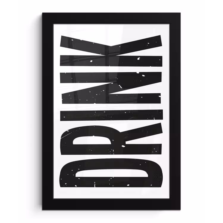 Poster met lijst - Drink - Zwart - Wit - Decoratie — 1