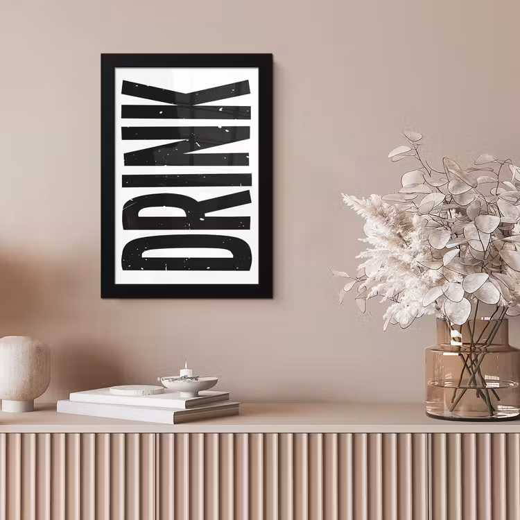 Poster met lijst - Drink - Zwart - Wit - Decoratie — 5