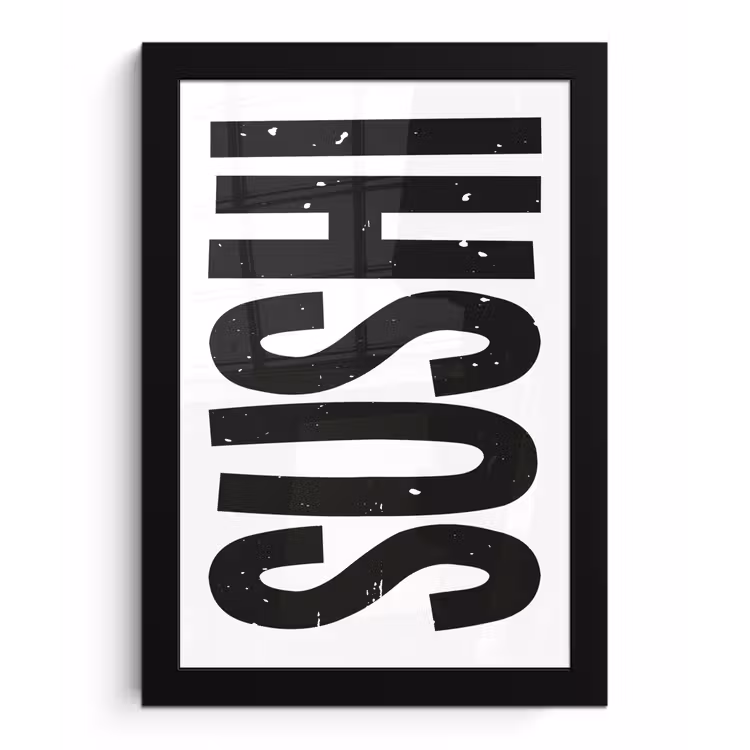 Poster met lijst - Japandi - Sushi - Zwart - Vintage — 1