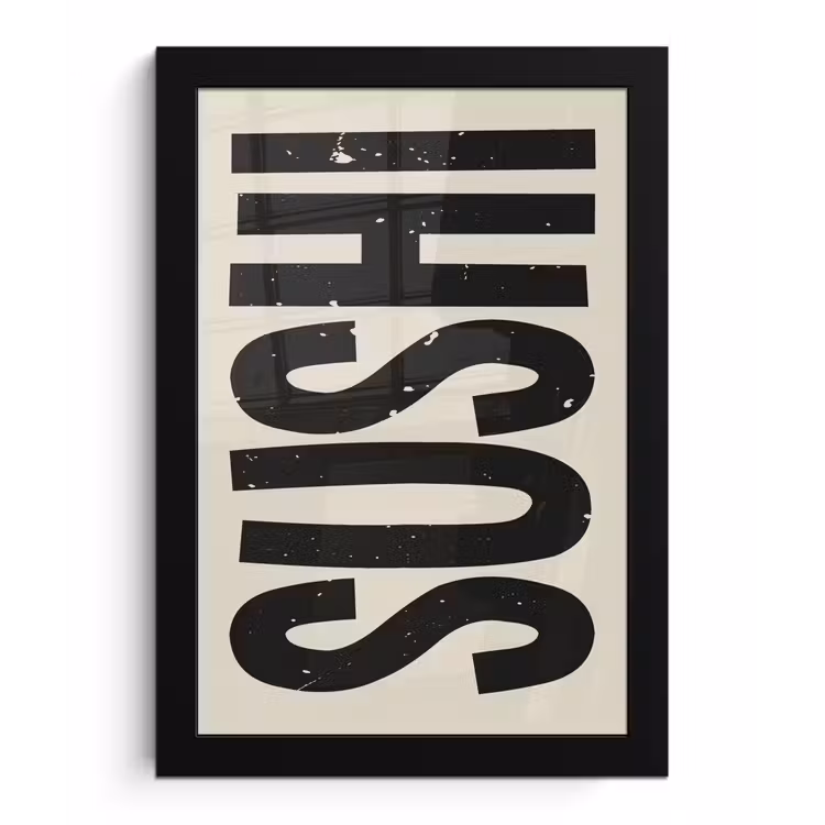 Poster met lijst - Zwart - Sushi - Japandi - Vintage — 1