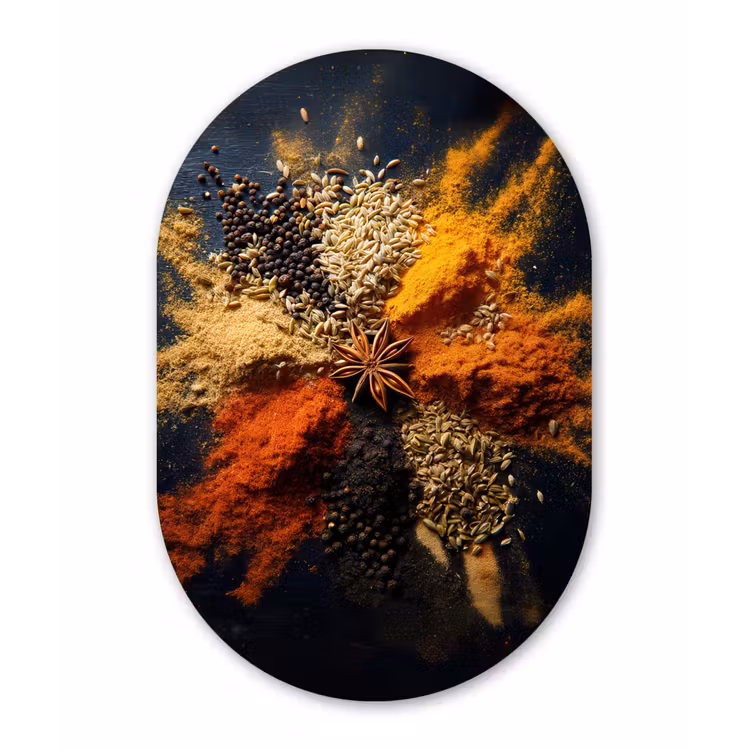 Muurovaal - aluminium - Specerijen - Explosie - Oranje