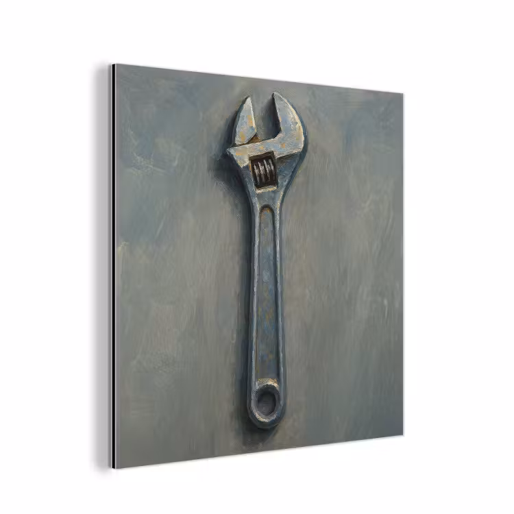 Aluminium schilderij - Moersleutel - Gereedschap - Verf — 1