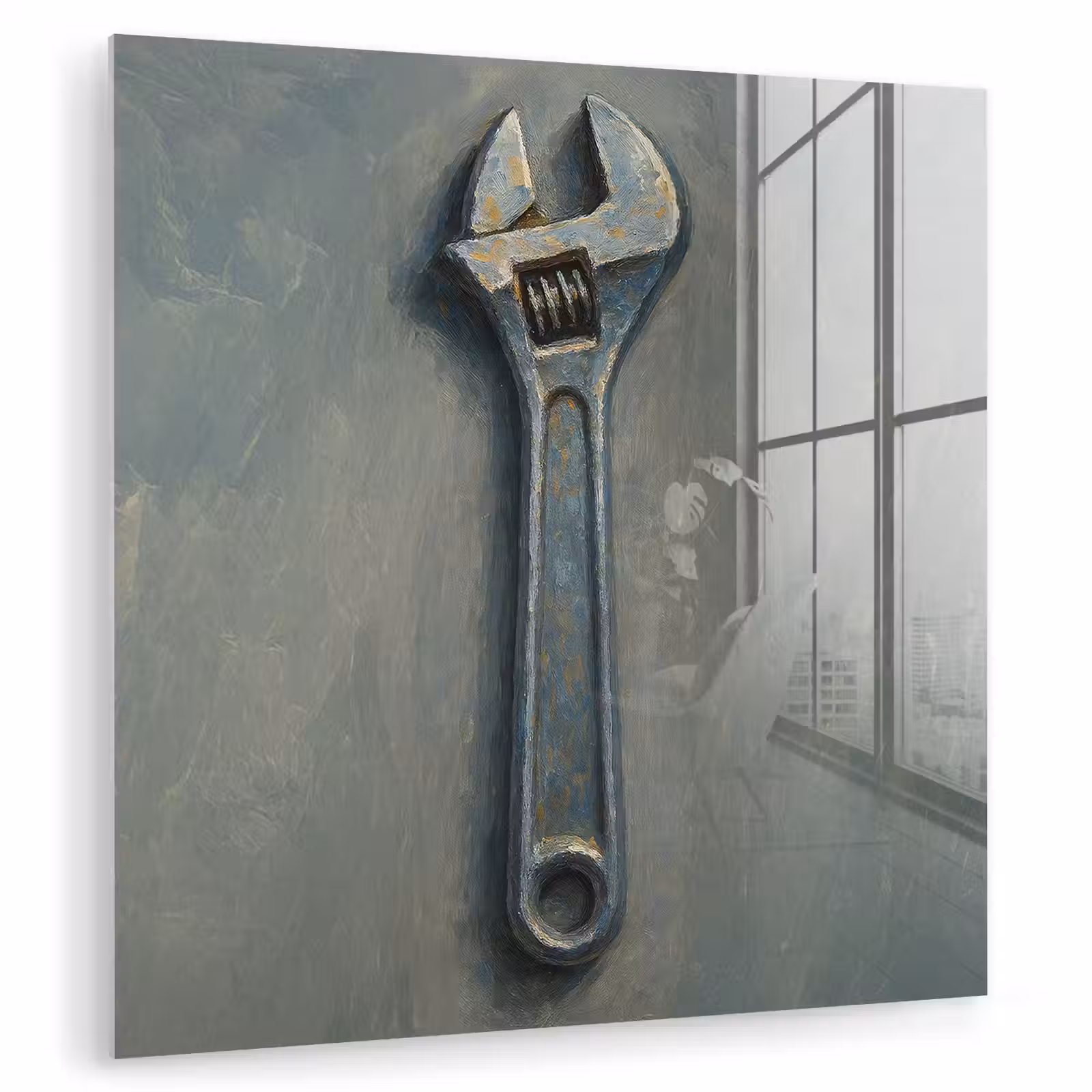 Glas schilderij - Moersleutel - Gereedschap - Verf — 1