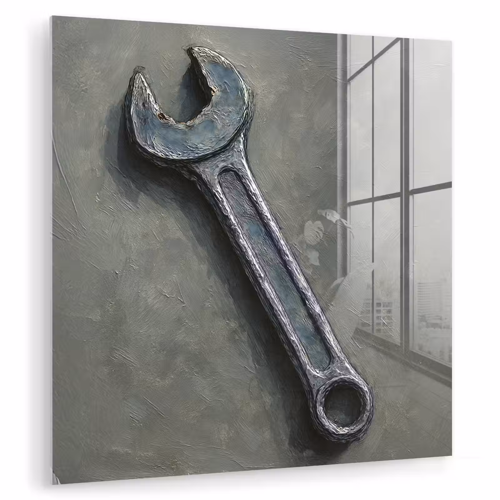 Glas schilderij - Steeksleutel - Schilderij - Gereedschap - Verf — 1