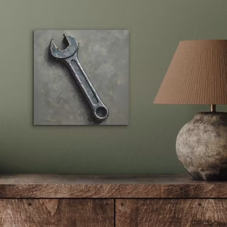 Aluminium schilderij - Steeksleutel - Schilderij - Gereedschap - Verf — 3