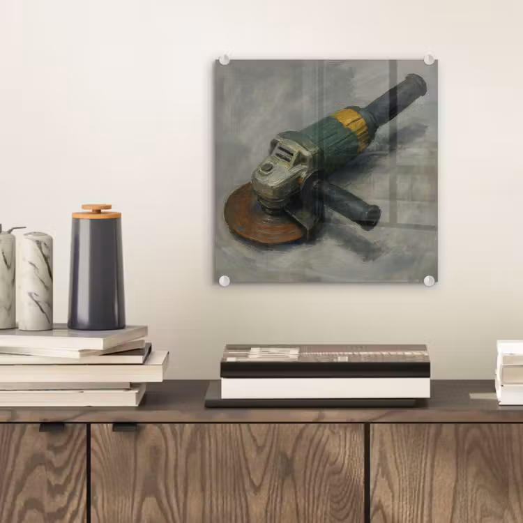 Glas schilderij - Haakse slijper - Schilderij - Gereedschap — 2