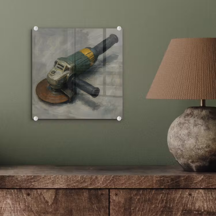 Glas schilderij - Haakse slijper - Schilderij - Gereedschap — 4