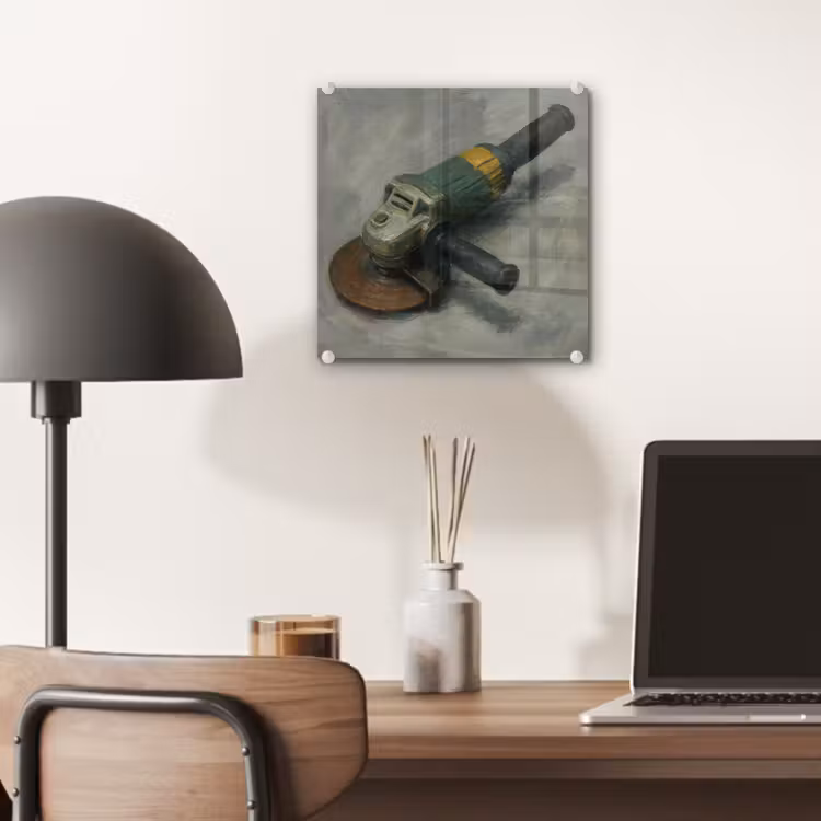 Glas schilderij - Haakse slijper - Schilderij - Gereedschap — 7