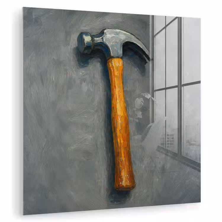 Glas schilderij - Hamer - Schilderij - Gereedschap — 1