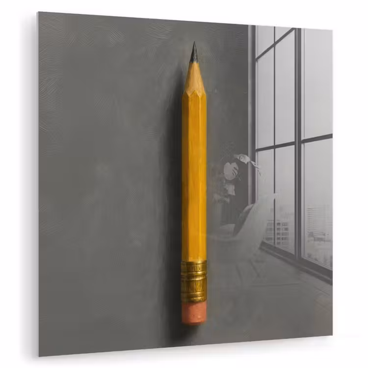 Glas schilderij - Potlood - Schilderij - Geel — 1