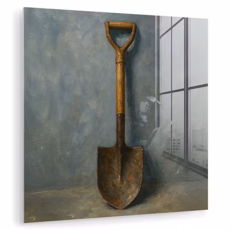 Glas schilderij - Schep - Gereedschap - Schilderij — 1