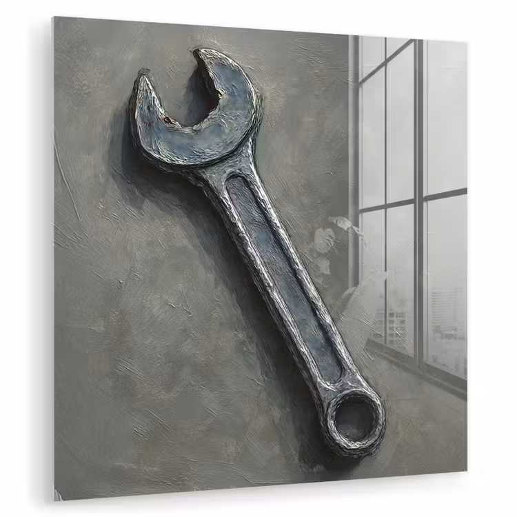 Glas schilderij - Steeksleutel - Schilderij - Gereedschap - Verf — 1