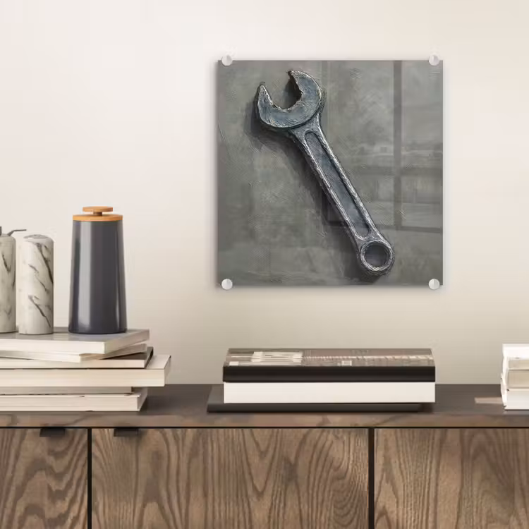Glas schilderij - Steeksleutel - Schilderij - Gereedschap - Verf — 2