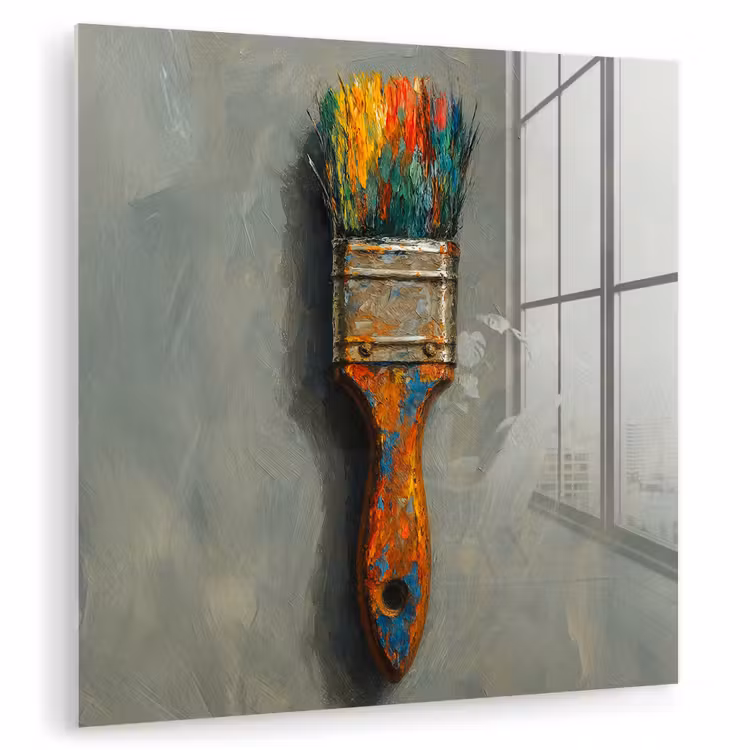 Glas schilderij - Verf - Kwast - Schilderij — 1