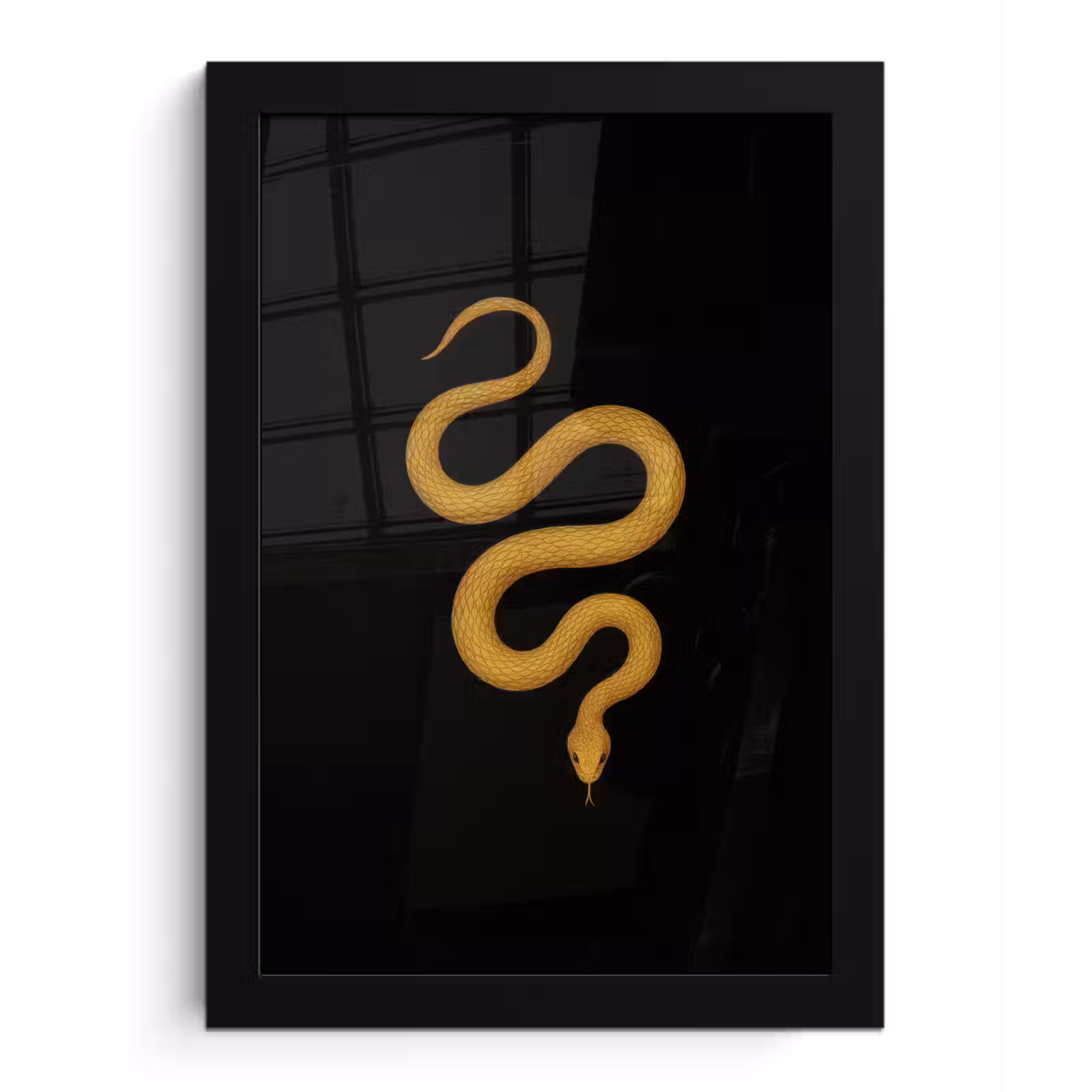 Poster met lijst - Slang - Minimalistisch - Goud — 1