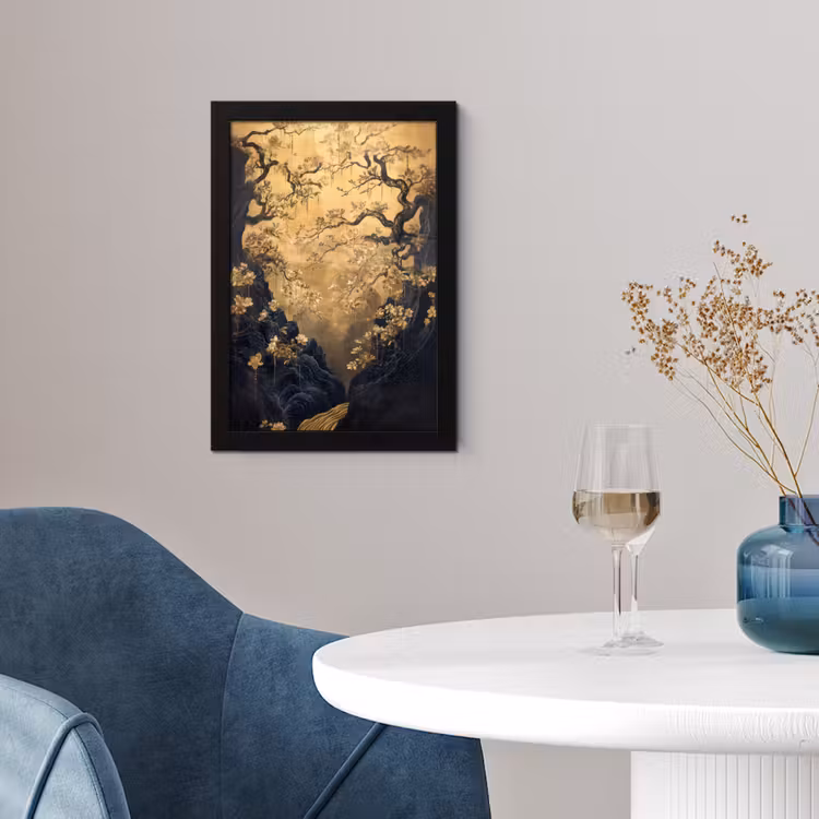 Poster met lijst - Bloemen - Takken - Goud - Sierlijk — 4