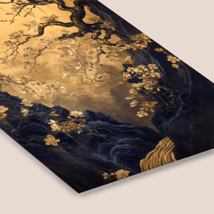 Poster met lijst - Bloemen - Takken - Goud - Sierlijk — 7