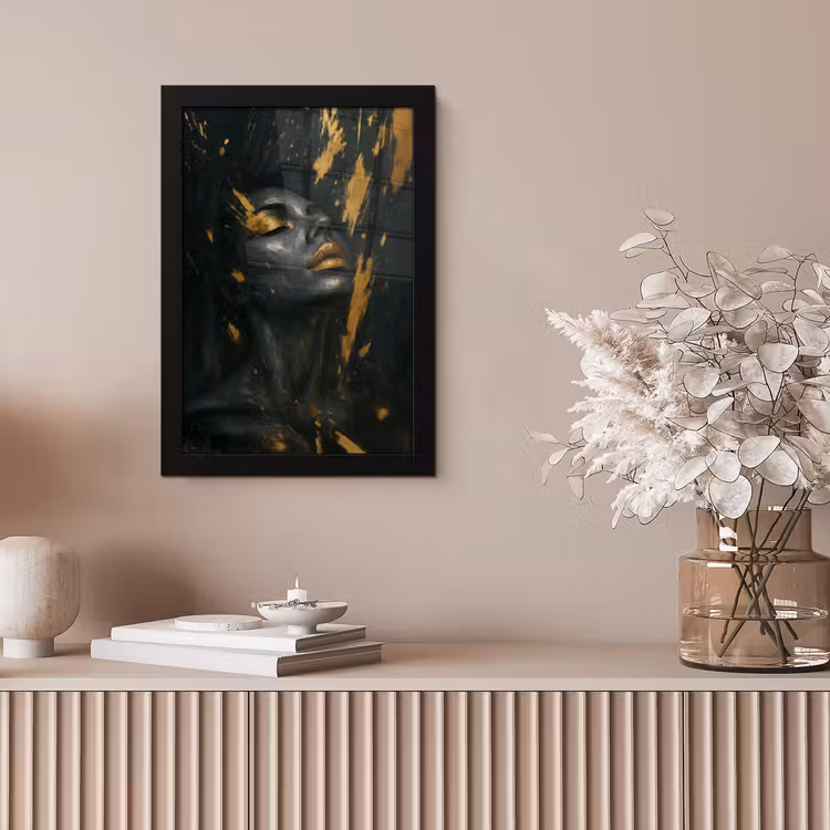 Poster met lijst - Gezicht - Vrouw - Verfspatten - Abstract — 5