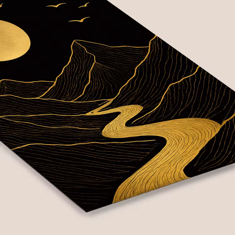 Poster met lijst - Rivier - Goud - Maan - Vogels — 7