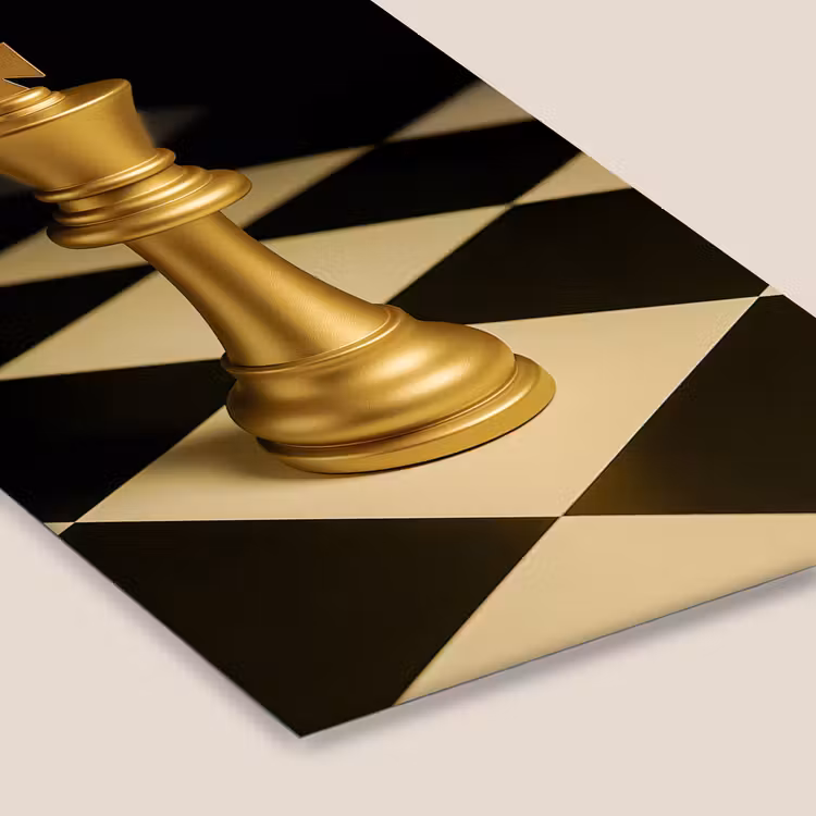 Poster met lijst - Schaakstuk - Koning - Schaakbord - Geblokt — 7