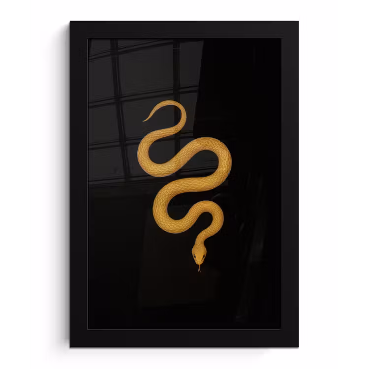 Poster met lijst - Slang - Minimalistisch - Goud — 1