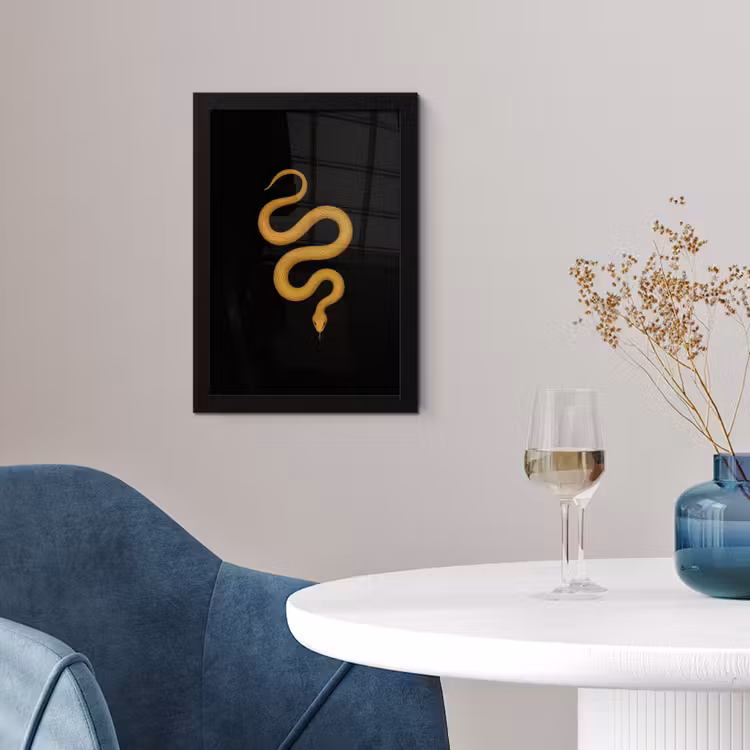 Poster met lijst - Slang - Minimalistisch - Goud — 4