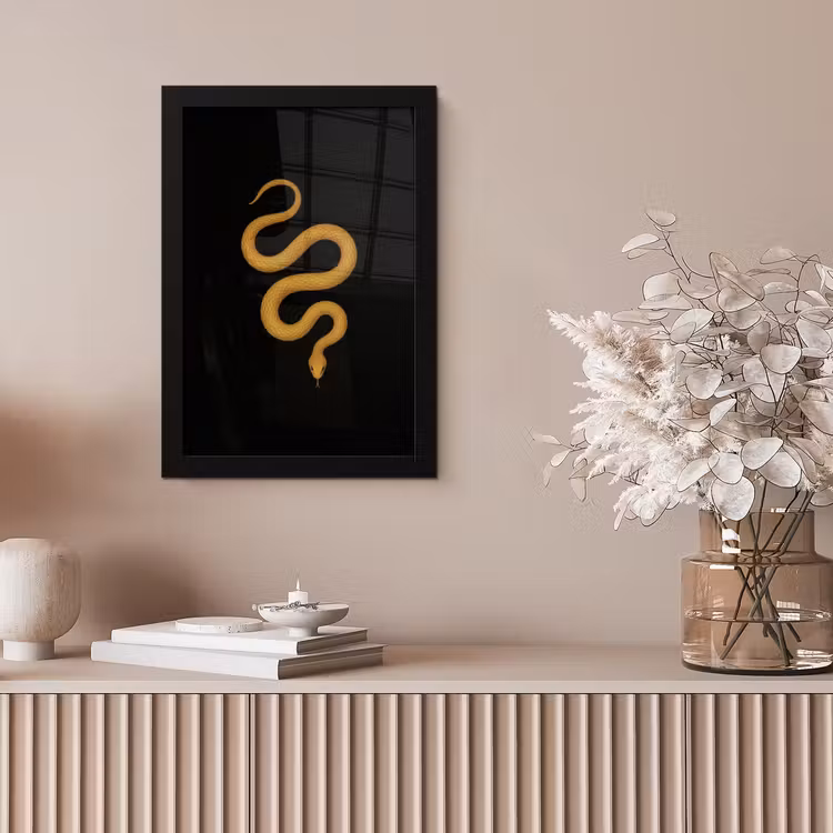 Poster met lijst - Slang - Minimalistisch - Goud — 5