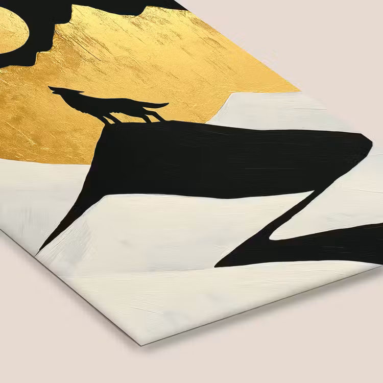 Poster met lijst - Wolf - Bergen - Maan - Zwart — 7