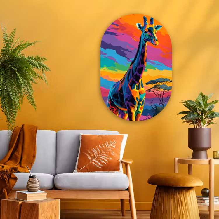 Wandoval Glas – Giraffe - Savanna - Lucht - Gekleurd — 3