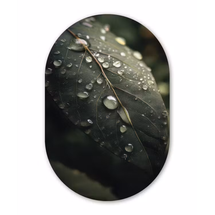 Wandoval Glas – Blad - Groen - Nerven - Regendruppels — 1