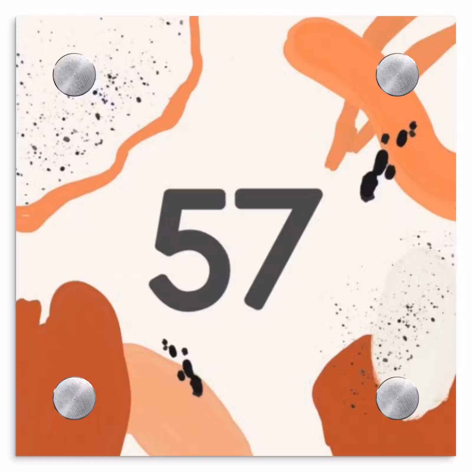 Naambordje voordeur - Vierkant - Abstract oranje - Traditioneel — 1