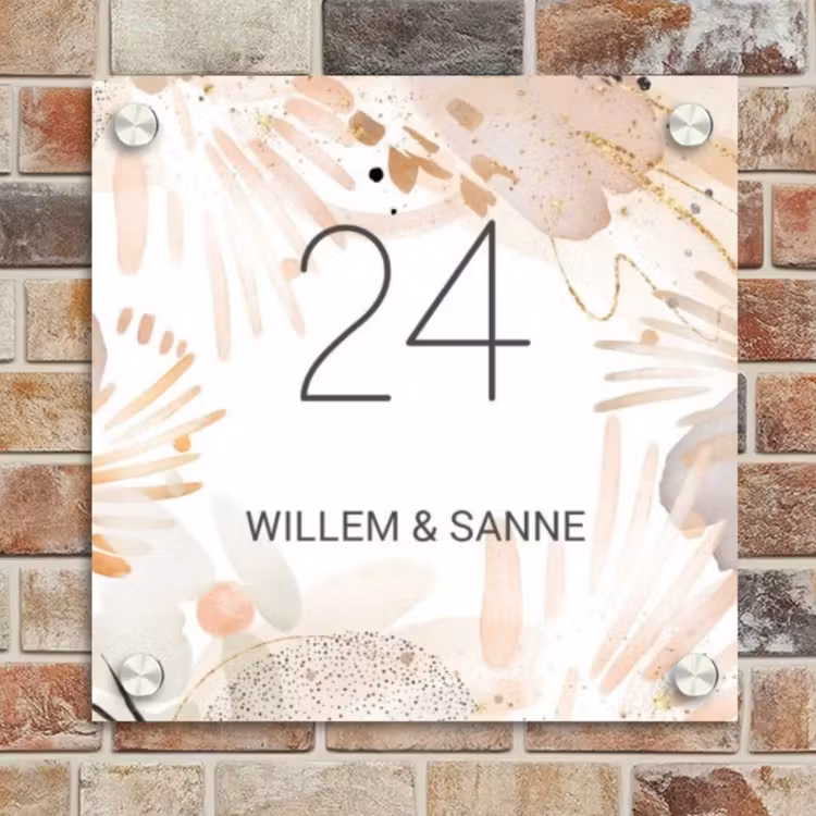 Naambordje voordeur - Vierkant - Abstract beige - Klassiek — 4