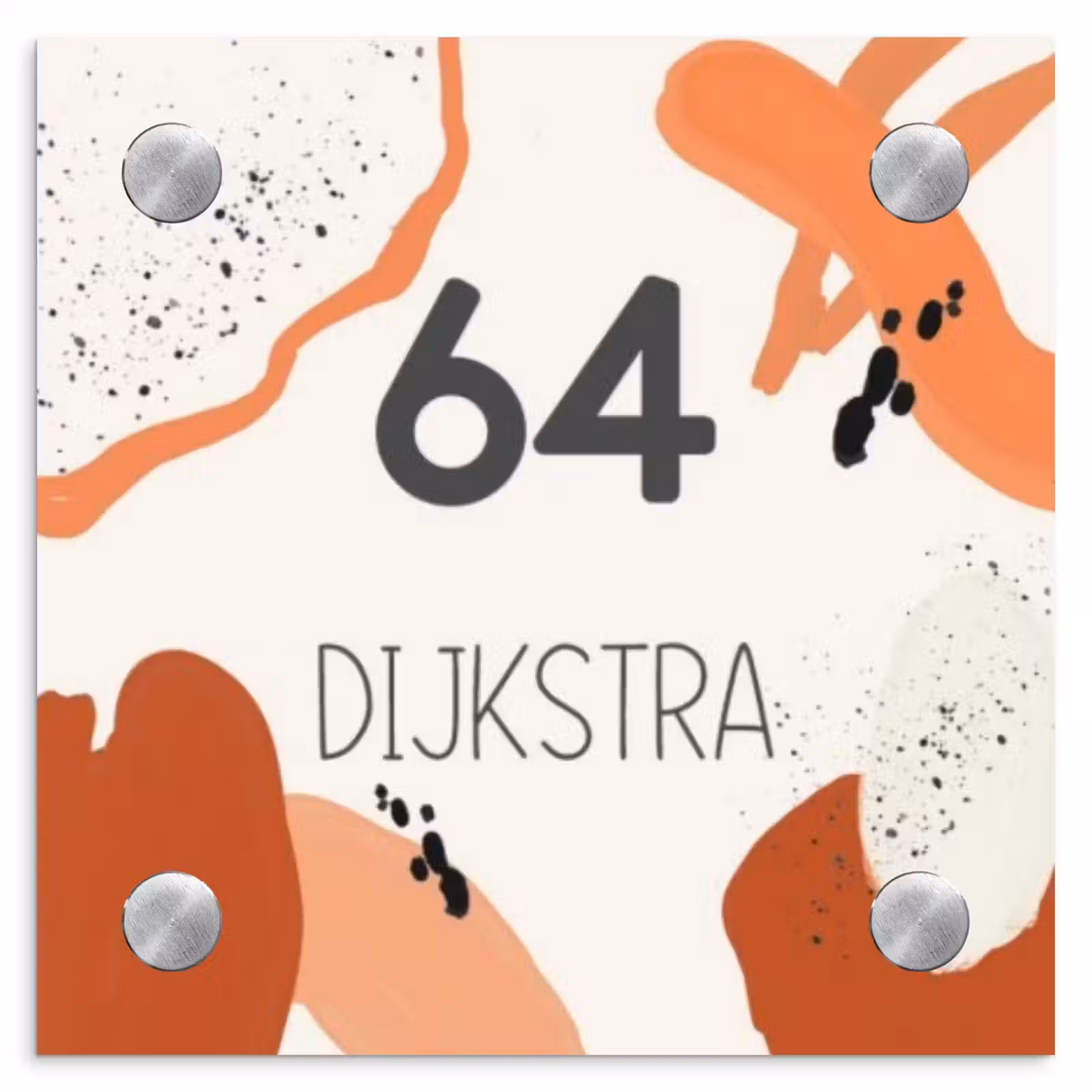 Naambordje voordeur - Vierkant - Abstract oranje - Modern — 1