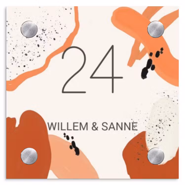 Naambordje voordeur - Vierkant - Abstract oranje - Klassiek — 1