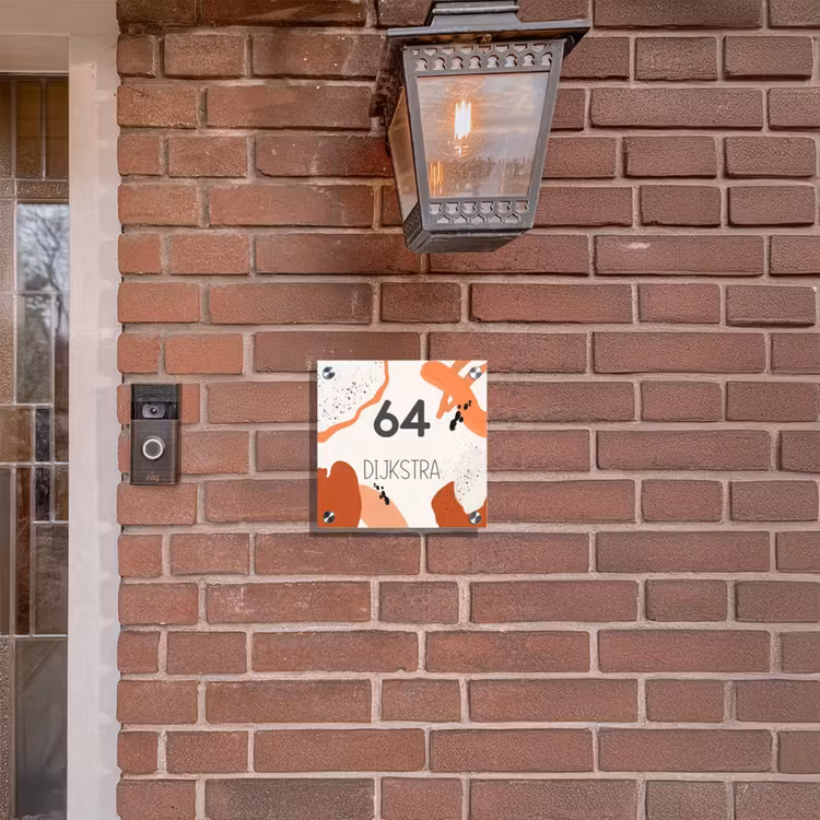 Naambordje voordeur - Vierkant - Abstract oranje - Modern — 3