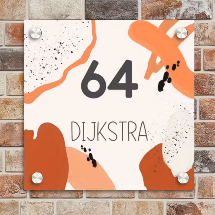 Naambordje voordeur - Vierkant - Abstract oranje - Modern — 4