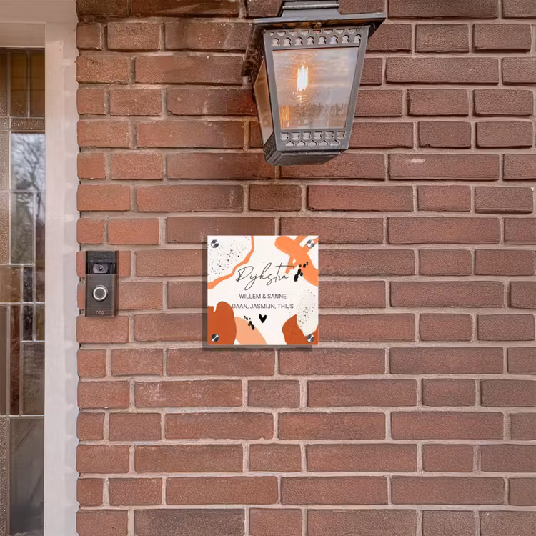 Naambordje voordeur - Vierkant - Abstract oranje - Sierlijk — 3