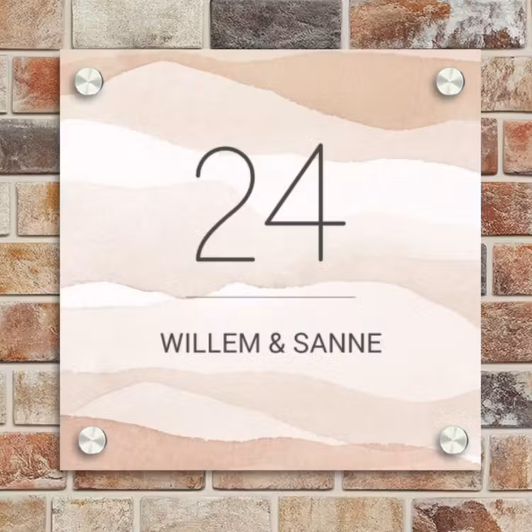 Naambordje voordeur - Vierkant - Beige lagen - Klassiek — 4