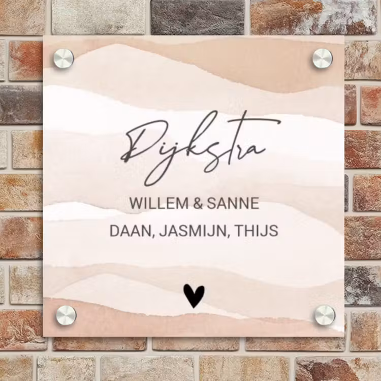 Naambordje voordeur - Vierkant - Beige lagen - Sierlijk — 4
