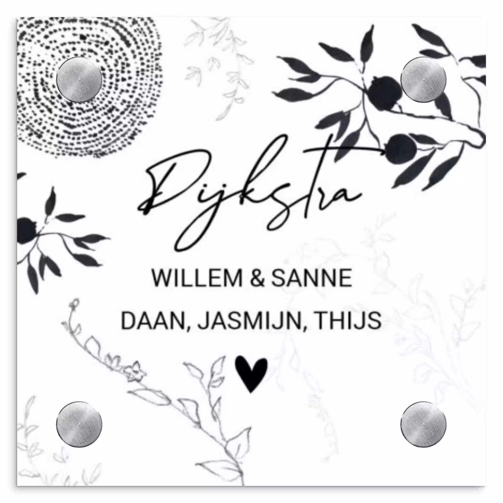 Naambordje voordeur - Vierkant - Botanisch - Sierlijk — 1